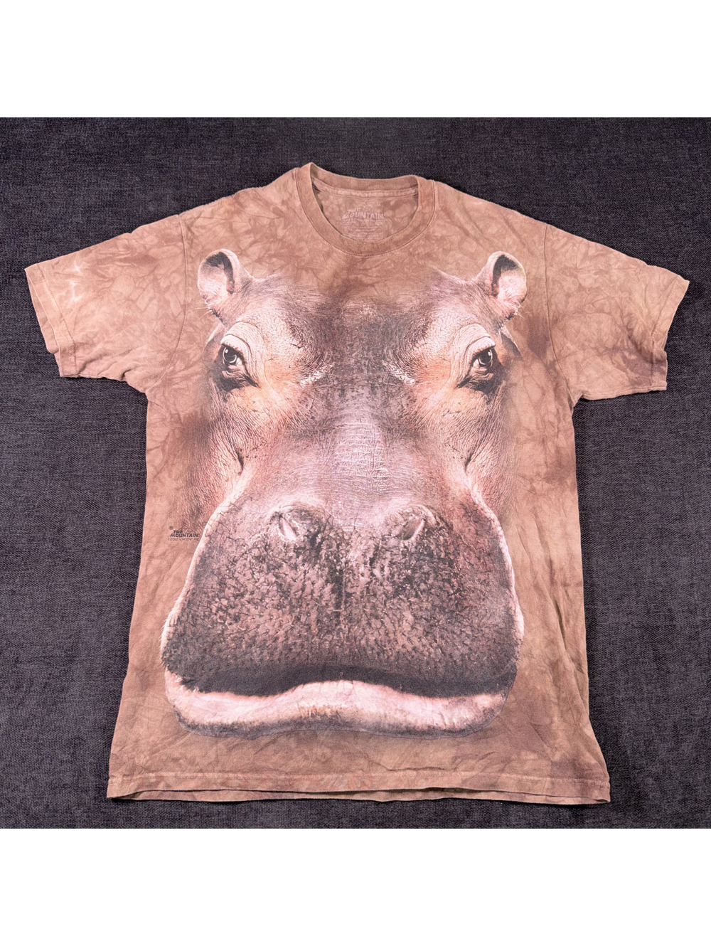 The Mountain Brown Hippo Face Graphic T-Shirt Size Large